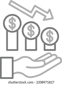 Icono de vector de ingresos. Se puede usar para imprimir, móviles y aplicaciones web.