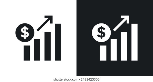 Revenue vector icon set in black color.