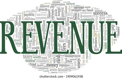 Revenue vector illustration word cloud isolated on a white background.