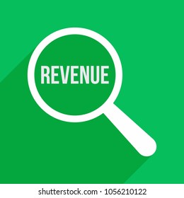 Revenue Word Magnifying Glass. Vector illustration