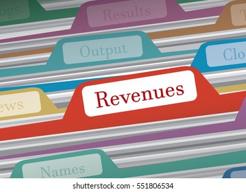 Revenues folder in file folders personal finance, vector illustration