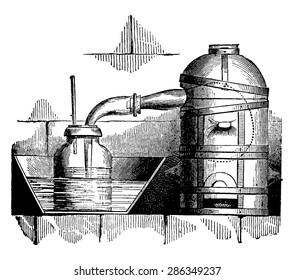 Reverberator furnace, vintage engraved illustration. Industrial encyclopedia E.-O. Lami - 1875.