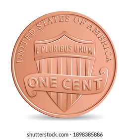 Reverse Of American One Cent Coin In Vector Illustration