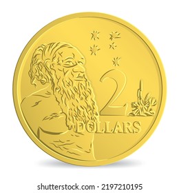 Reverse of Australian Two dollar coin isolated on white background in vector illustration svg