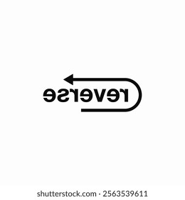 reverse backwards text icon sign vector