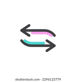 Reverse button filled outline icon, line vector sign, linear colorful pictogram isolated on white. Symbol, logo illustration. Vector graphics