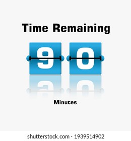 Reverse the clock countdown timer. Vector remaining time count down flip board with minutes scoreboard for upcoming event template design web page.