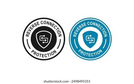 Reverse connection protection badge logo design. Suitable for technology and device information sign