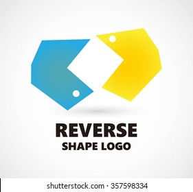 Reverse conversation abstract vector and logo design or template speak chat business icon of company identity symbol concept