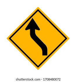 Reverse Curved Left Traffic Road Sign,Vector Illustration, Isolate On White Background,Symbols, Label.