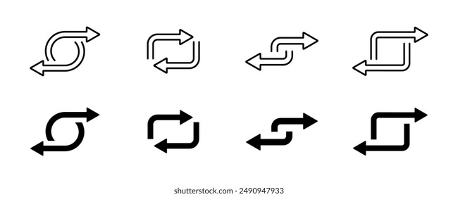 Umkehren, Pfeile tauschen Symbol. Transfer, Swap, Wiederholpfeil. Vektorgrafik