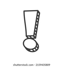 Reverse exclamation mark isolated attention sign in doodle style, font element. Vector alert or warning symbol, hazard or risk, danger meaning sign, caution or risk hazard mark, alarm risk