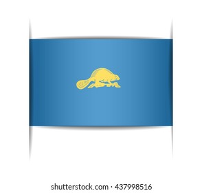 The reverse of the flag of the state of Oregon. Vector illustration of a stylized flag. The slit in the paper with shadows. Element for infographics.
