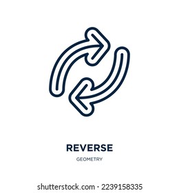 reverse icon from geometry collection. Thin linear reverse, arrow, button outline icon isolated on white background. Line vector reverse sign, symbol for web and mobile