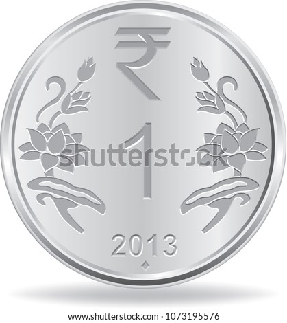 Reverse of Indian One rupee coin in vector illustration
