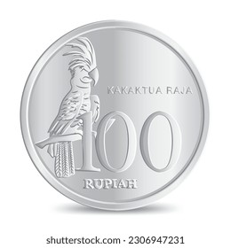 Reverse of Indonesian hundred rupiah coin isolated on white background in vector illustration