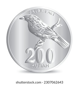 Reverse of Indonesian Two hundred rupiah coin isolated on white background in vector illustration
