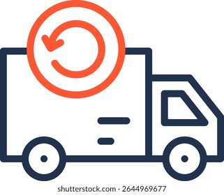 Ilustración vectorial de línea de color de icono de logística inversa