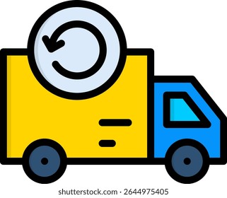 Icono de logística inversa Ilustración vectorial de color lineal