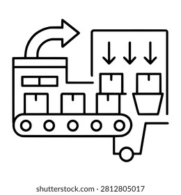 Reverse Logistics Sorting Center Diagram Element representing reverse logistics sorting center, suitable for business presentations, reports, dashboards, workflow graphics, and clean diagram layouts