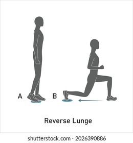 Reverse Lunge Vector Workout Simple Minimal Stock Vector (Royalty Free ...