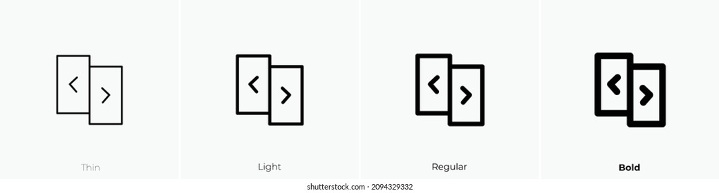 reverse operation out icon. Thin, Light Regular And Bold style design isolated on white background