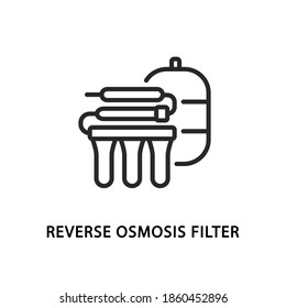 Reverse osmosis filter flat line icon. Vector illustration water filtration equipment