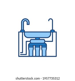 Reverse Osmosis Water System Under The Sink Vector Concept Colored Icon Or Symbol