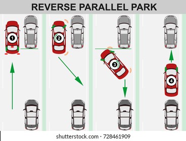 Reverse Parallel Parking. Flat Vector.