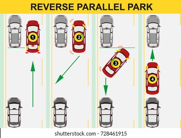 Reverse Parallel Parking. Flat Vector.