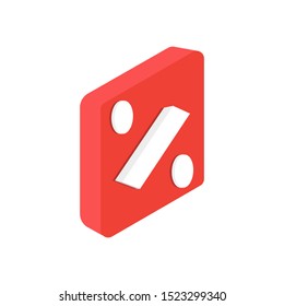 Reverse percentage icon isolated on white background. Vector 3d isometric, color web icons set, new flat style. Creative illustration, idea for infographics.