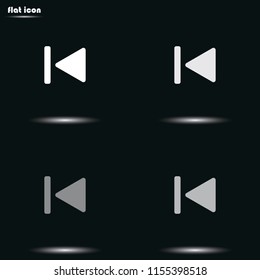 Reverse play button flat grayscale vector icon. Media player control sign.