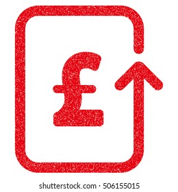 Reverse Pound Transaction grainy textured icon for overlay watermark stamps. Flat symbol with scratched texture. Dotted vector red ink rubber seal stamp with grunge design on a white background.