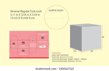 Reverse Regular Tuck Lock box die cut template