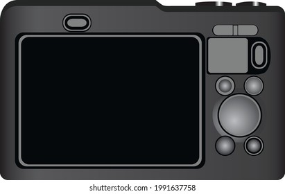 The reverse side of the digital camera. Vector photography.