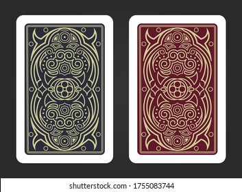 The reverse side of a playing card