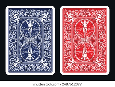 The reverse side of a playing card - back side reverse of playing cards pattern vector 0