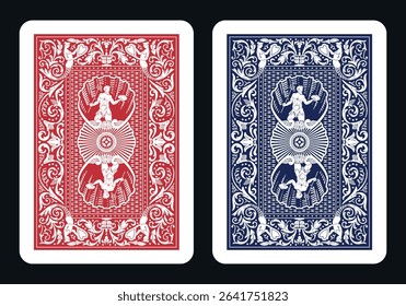 The reverse side of a playing card - back side reverse of playing cards pattern vector