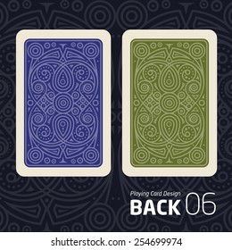 The reverse side of a playing card for blackjack other game with a pattern.