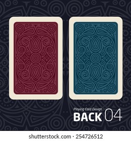 The reverse side of a playing card for blackjack other game with a pattern.