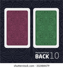 The reverse side of a playing card for blackjack other game with