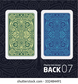 The reverse side of a playing card for blackjack other game with