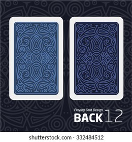 The reverse side of a playing card for blackjack other game with