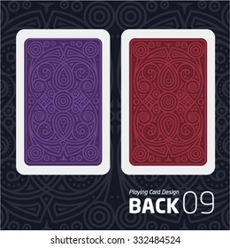 The reverse side of a playing card for blackjack other game with