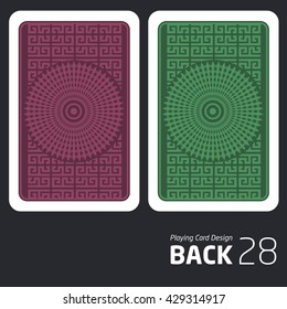 The reverse side of a playing card for blackjack other game with a pattern.