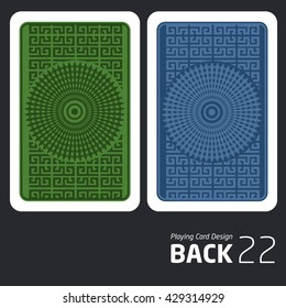 The reverse side of a playing card for blackjack other game with a pattern.