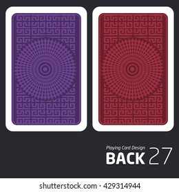 The reverse side of a playing card for blackjack other game with a pattern.