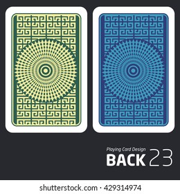 The reverse side of a playing card for blackjack other game with a pattern.