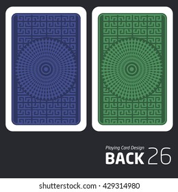 The reverse side of a playing card for blackjack other game with a pattern.