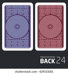 The reverse side of a playing card for blackjack other game with a pattern.